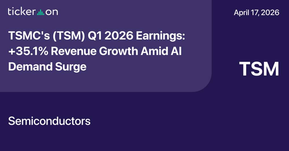 TSMC's (TSM) Q1 2026 Earnings: +35.1% Revenue Growth Amid AI Demand Surge